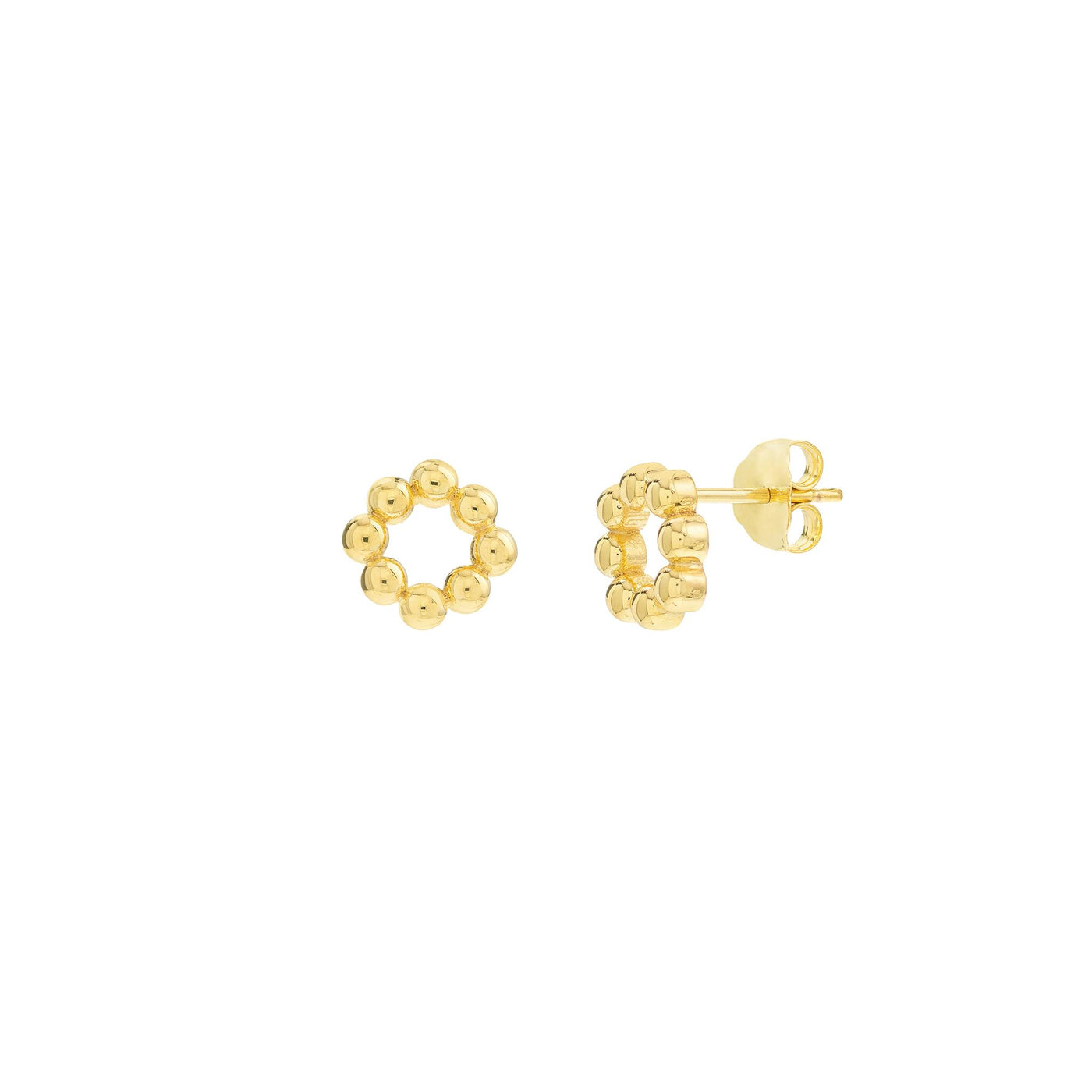 14K Yellow Gold Circle Stud Style Earrings