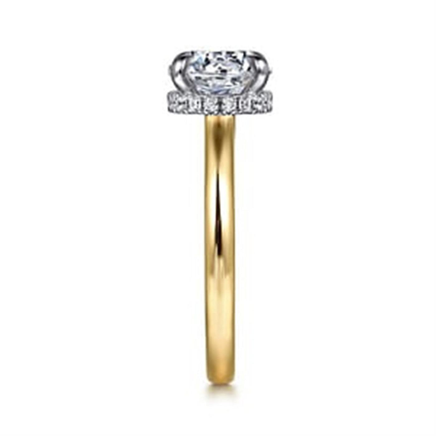 Gabriel - Classic Collection 14K White & Yellow Gold 0.11ctw 4 Prong Style Diamond Semi-Mount Engagement Ring
