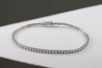 Malakan 14K White Gold Tennis Style Lab Grown Diamond Bracelet