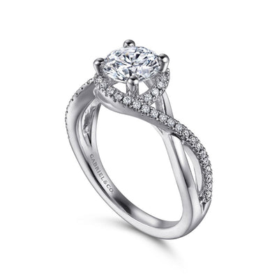 Gabriel 14K White Gold .24ctw 4 Prong Style Diamond Semi-Mount Engagement Ring