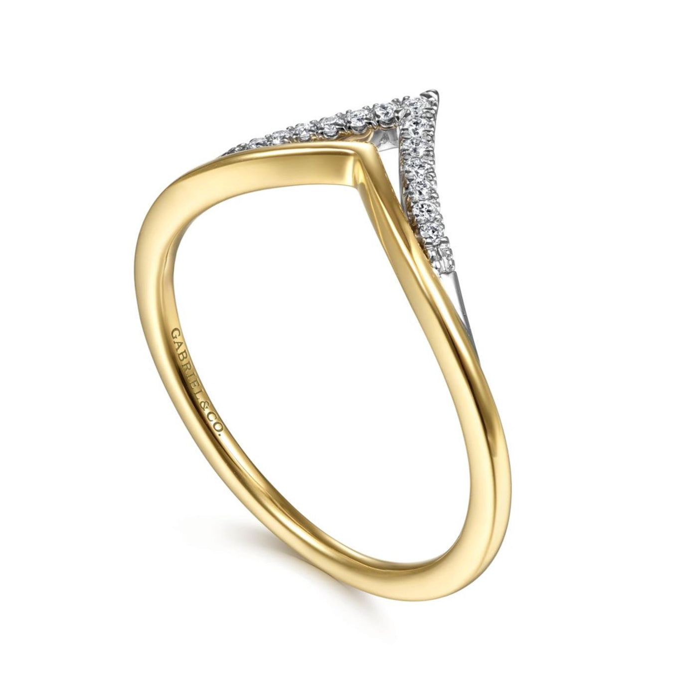 Gabriel 14K White & Yellow Gold 0.06ctw Fancy Diamond Fashion Ring