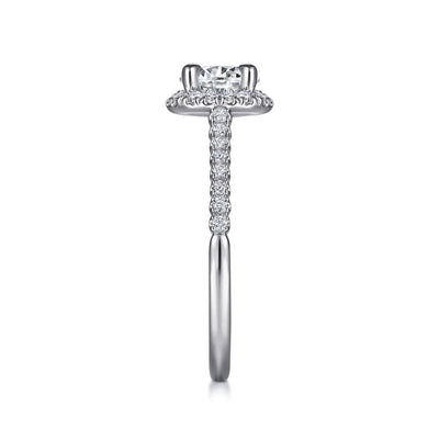 Gabriel 14K White Gold .39ctw Round Halo Style Diamond Semi-Mount Engagement Ring