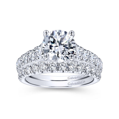 Gabriel 14K White Gold .76ctw 4 Prong Style Diamond Semi-Mount Engagement Ring