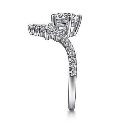 Gabriel 14K White Gold 0.83ctw Multi Stone Style Diamond Semi-Mount Engagement Ring