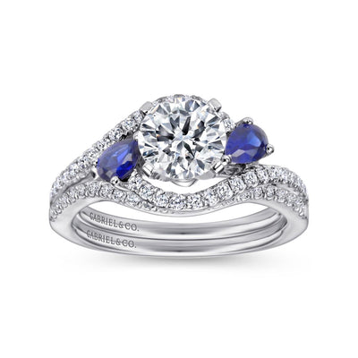 Gabriel 14K White Gold .48ctw 4 Prong Style Diamond Semi-Mount Engagement Ring