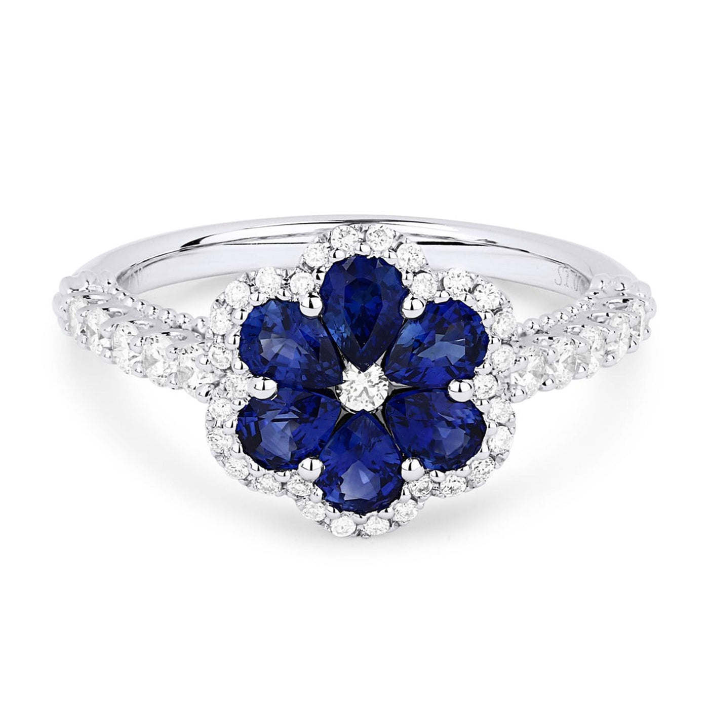 Madison L 14K White Gold 1.47ctw Multi Stone Style Sapphires and Diamonds Ring