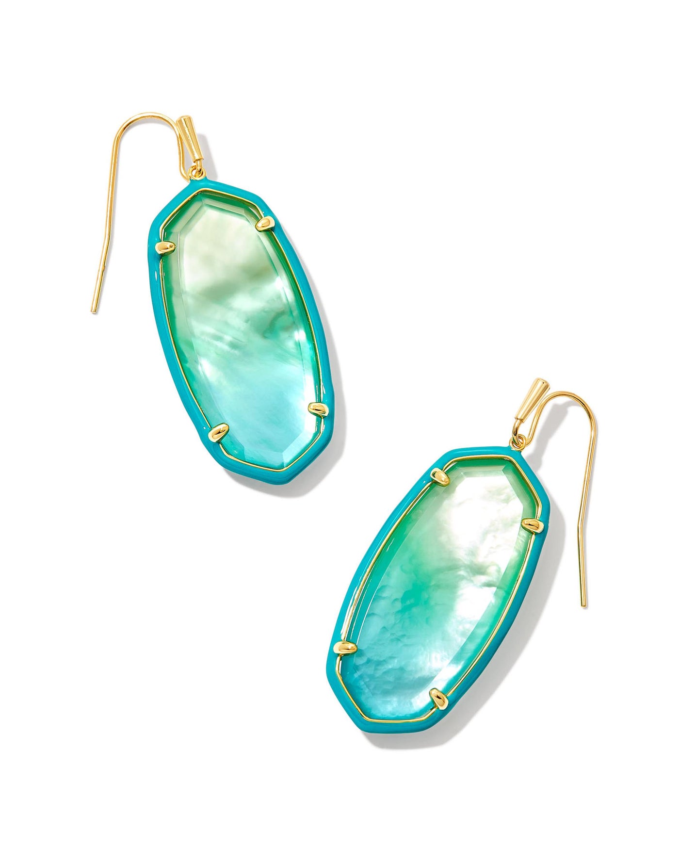 Gold Tone Earrings Featuring Sea Green Chrysocolla by Kendra Scott