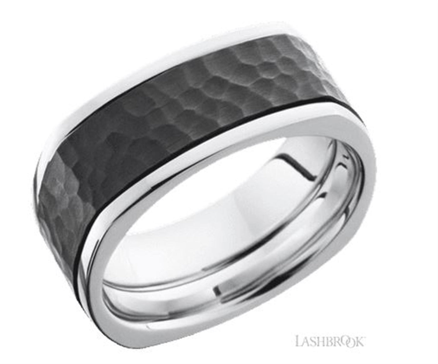 9mm Cobalt Chrome and Black Zirconium Flat with Square Shoulders Wedding Band