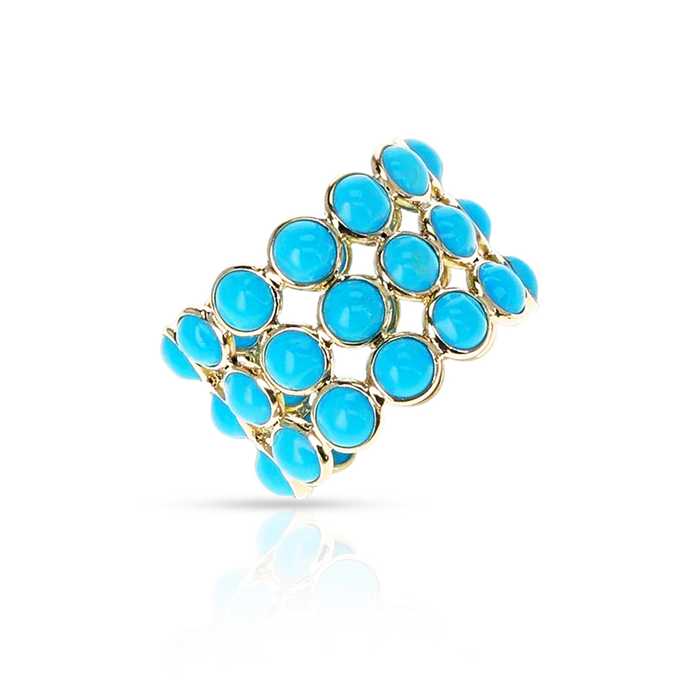 14K Yellow Gold 7.00ctw Band Style Turquoises Ring