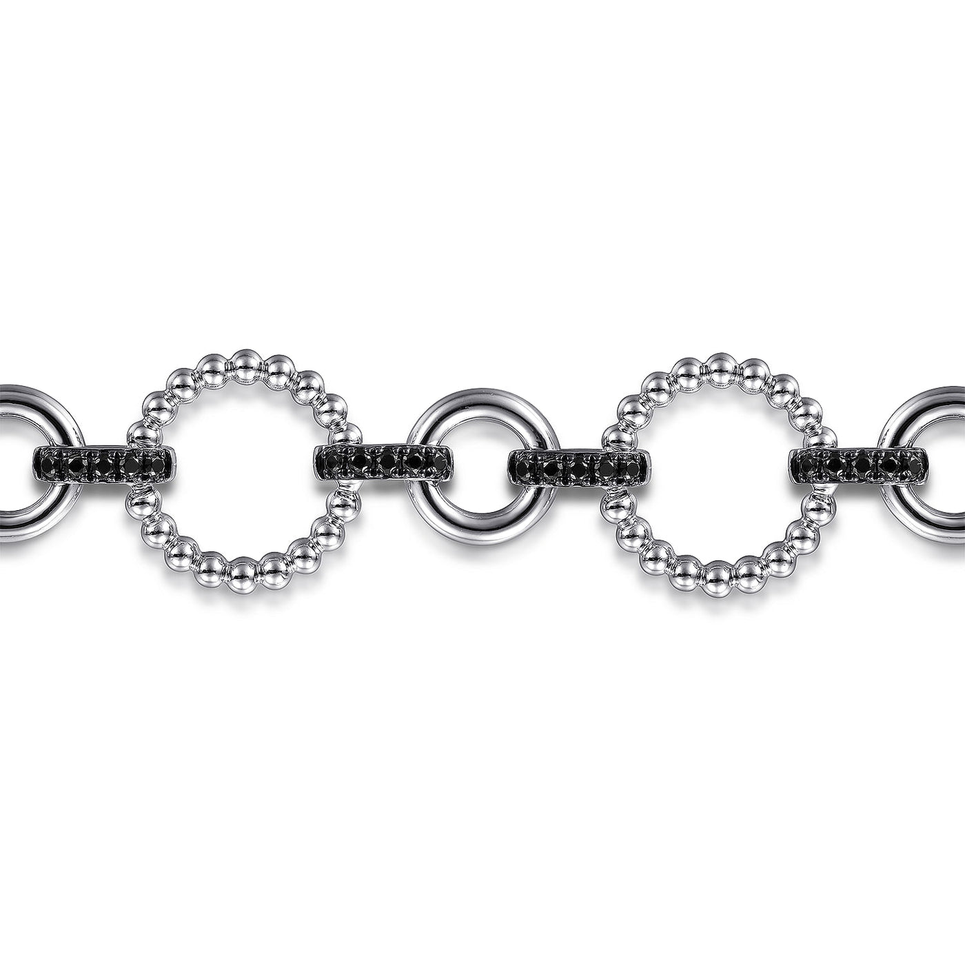 Gabriel Sterling Silver 7.5" Fancy Link Style Bracelet Featuring Spinel