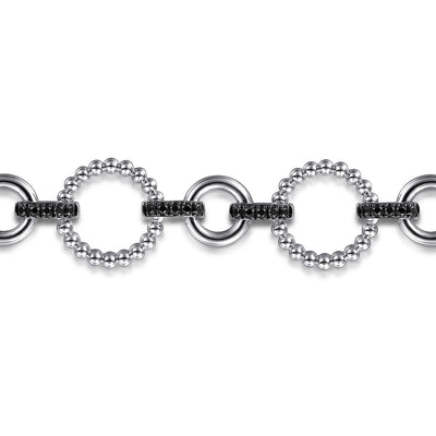 Gabriel Sterling Silver 7.5" Fancy Link Style Bracelet Featuring Spinel