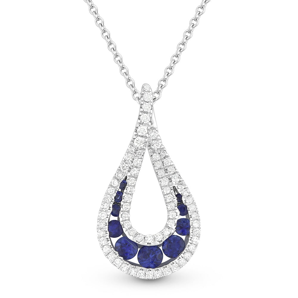 Madison L 14K White Gold .48ctw Drop Style Sapphires Necklace