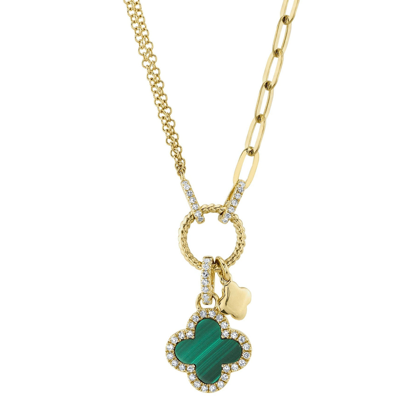 Shy Creation 14K Yellow Gold 0.66ctw Expression Style Diamond Necklace