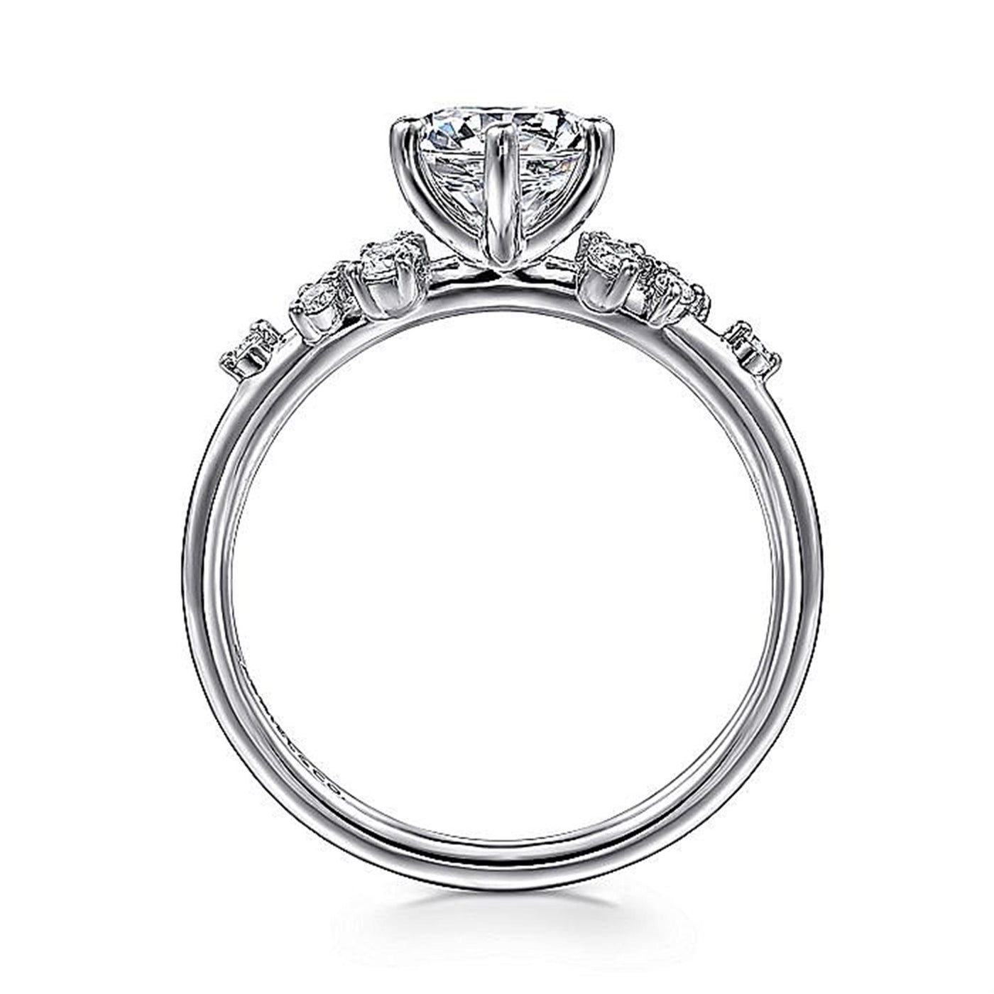 Gabriel - Floral Collection 14K White Gold .18ctw 6 Prong Style Diamond Semi-Mount Engagement Ring