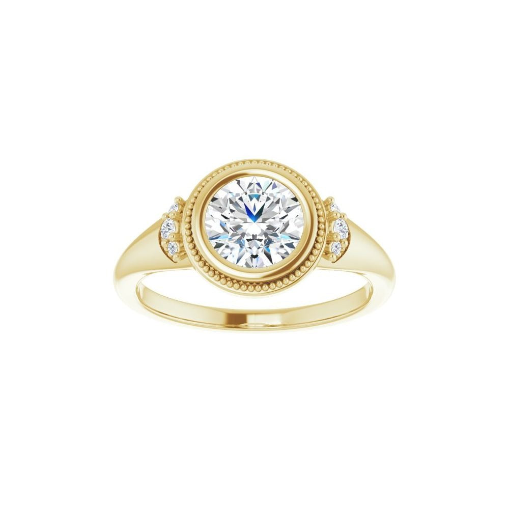 Ever & Ever 14K Yellow Gold 6.5mm centerctw Bezel Style Diamond Semi-Mount Engagement Ring