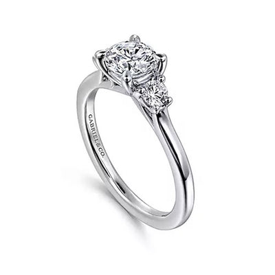 Gabriel - Contemporary Collection 14K White Gold 0.23ctw 4 Prong Style Diamond Semi-Mount Engagement Ring