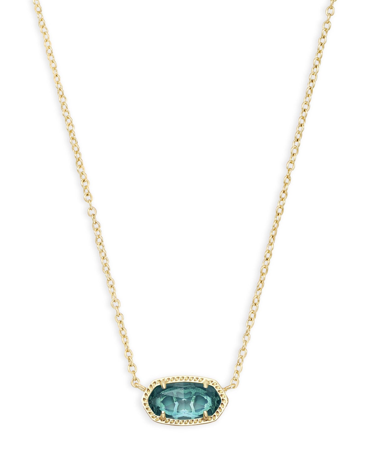 Gold Tone Necklace Featuring London Blue Dichroic Glass by Kendra Scott