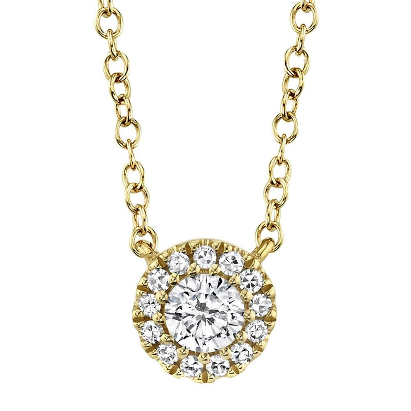 Shy Creation 14K Yellow Gold 0.14ctw Cluster Style Necklace