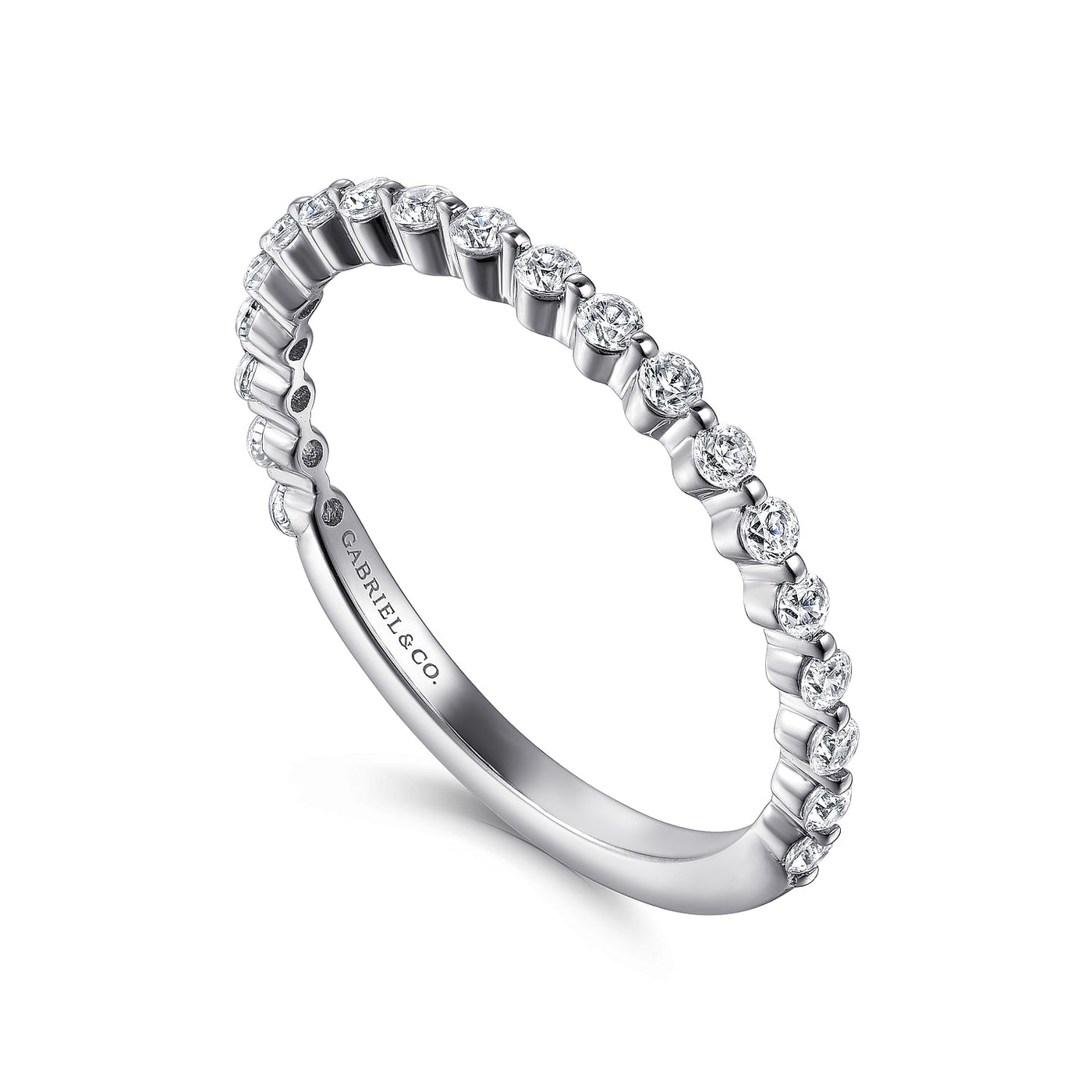 Gabriel 14K White Gold 0.34ctw Single Prong Diamond Band