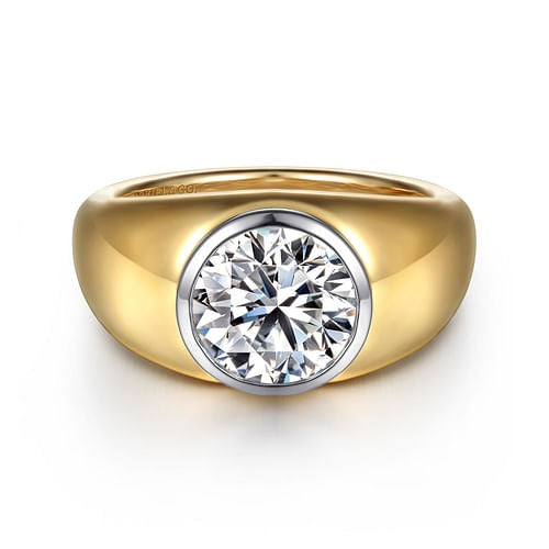 Gabriel 14K White & Yellow Gold Bezel Style Diamond Semi-Mount Engagement Ring