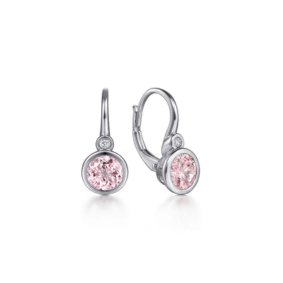 Gabriel Sterling Silver 3.08ctw Drop Bezel Style Round Zircon and Diamond Earrings