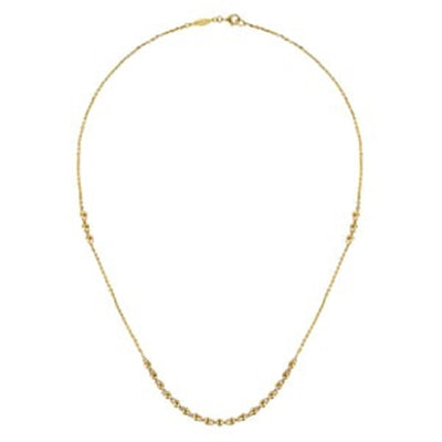 14K Yellow Gold 18" Bead Style Station Necklace