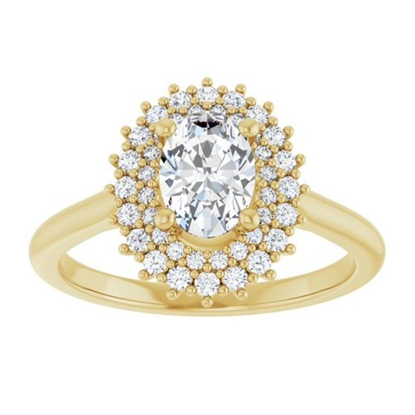 Ever & Ever 14K Yellow Gold 0.375ctw Double Halo Style Diamond Semi-Mount Engagement Ring