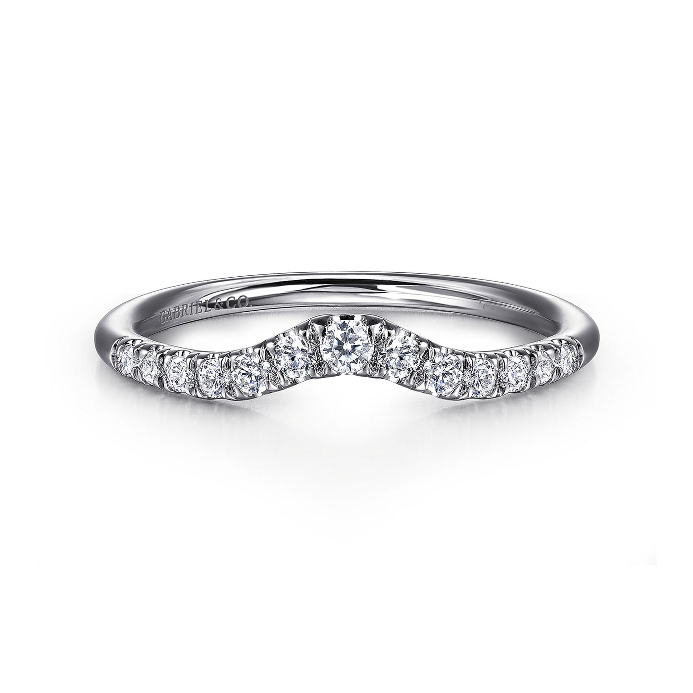 Gabriel 14K White Gold 0.25ctw Chevron Diamond Band