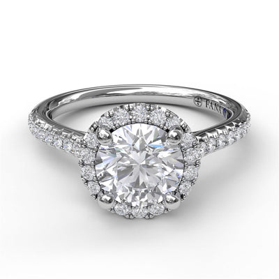 Fana 14K White Gold .32ctw Round Halo Style Diamond Semi-Mount Engagement Ring