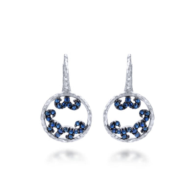 Gabriel Sterling Silver .51ctw Drop Style Round Sapphires Earrings