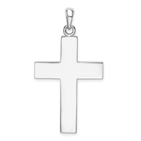 Sterling Silver Rhodium Plating Cross Sentiment Charm