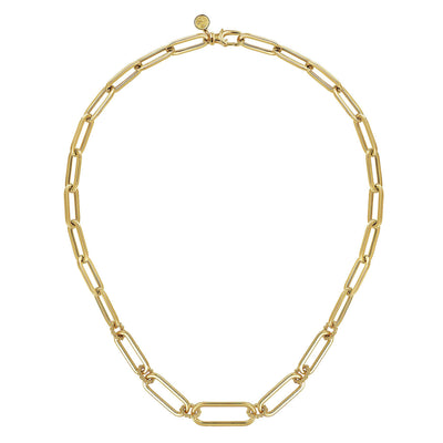 14K Yellow Gold 17" Bujukan Style Paperclip Necklace