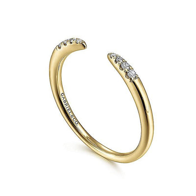Gabriel 14K Yellow Gold 0.06ctw Open Diamond Tipped Fashion Ring