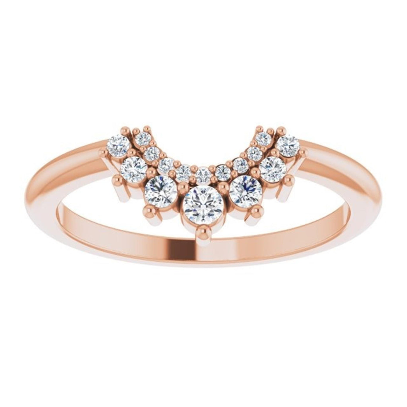 Ever & Ever 14K Rose Gold .17ctw Curved Diamond Tiara Style Band
