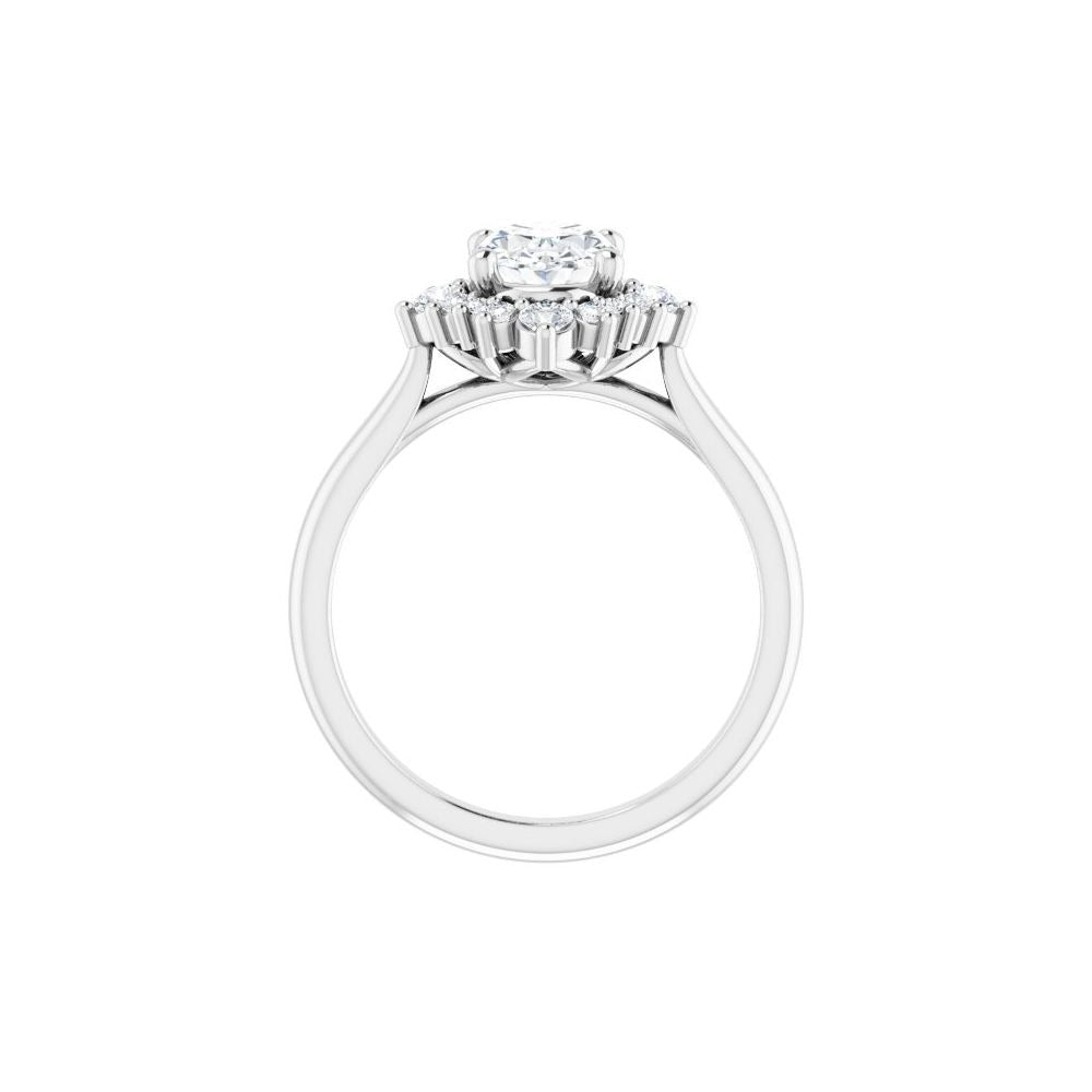 Ever & Ever 14K White Gold .33ctw Oval Tiara Halo Style Diamond Semi-Mount Engagement Ring