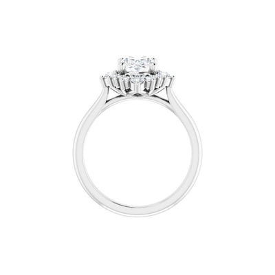 Ever & Ever 14K White Gold .33ctw Oval Tiara Halo Style Diamond Semi-Mount Engagement Ring