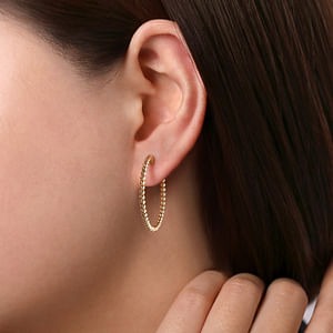 Gabriel 14K Yellow Gold 2.2mm x 30mm Bujukan Round Hoop Style Earrings