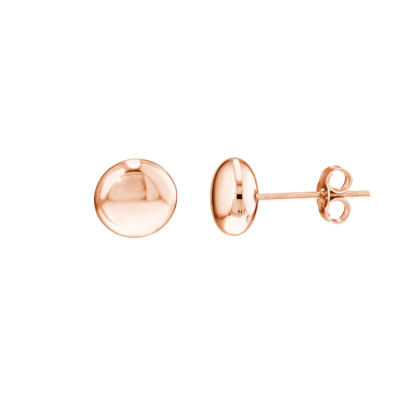 14K Rose Gold 7mm Circle Button Style Earrings