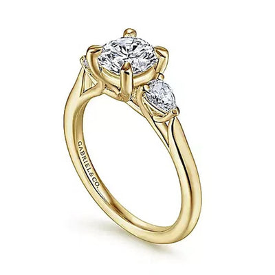 Gabriel - Classic Collection 14K Yellow Gold 0.34ctw 4 Prong Style Diamond Semi-Mount Engagement Ring