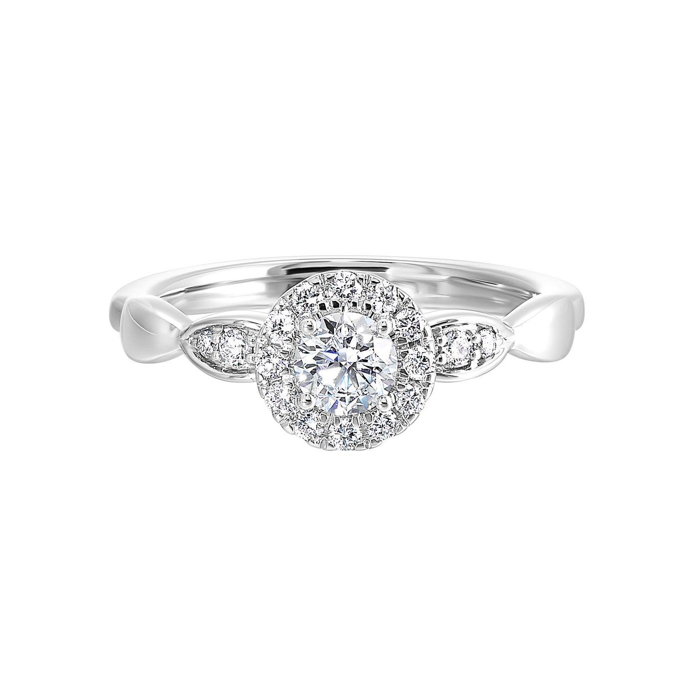 10K White Gold 0.53ctw Round Halo Lab Grown Diamond Engagement Ring