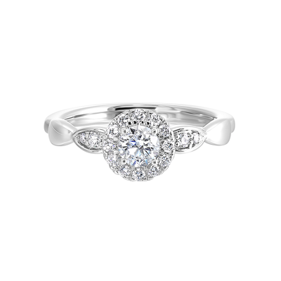 10K White Gold 0.53ctw Round Halo Lab Grown Diamond Engagement Ring