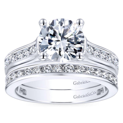 Gabriel 14K White Gold .75ctw 4 Prong Style Diamond Semi-Mount Engagement Ring