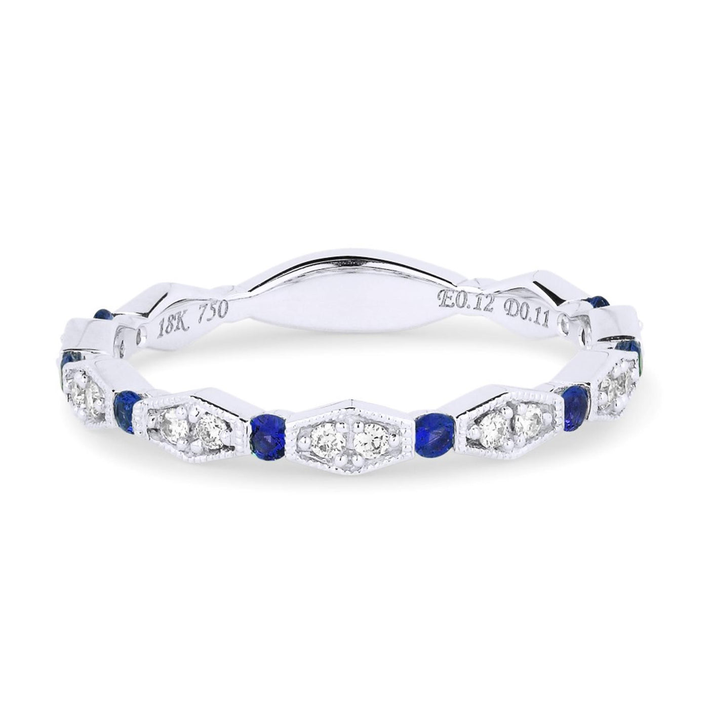 14K White Gold .22ctw Band Style Sapphire Ring with Diamonds