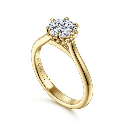Gabriel 14K Yellow Gold 6 Prong Style Diamond Semi-Mount Engagement Ring