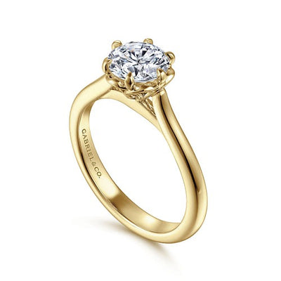 Gabriel 14K Yellow Gold 6 Prong Style Diamond Semi-Mount Engagement Ring