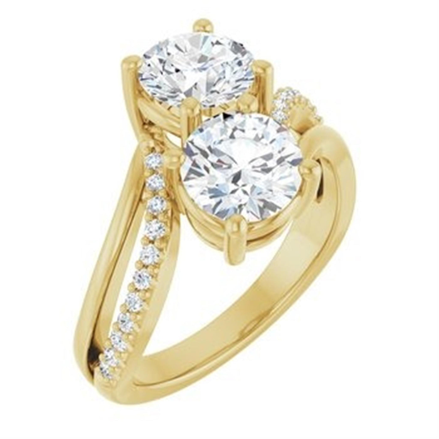 Ever & Ever 14K Yellow Gold 0.16ctw Toi et Moi Style Diamond Semi-Mount Engagement Ring