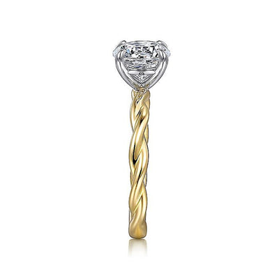 Gabriel 14K White & Yellow Gold 4 Prong Style Diamond Semi-Mount Engagement Ring