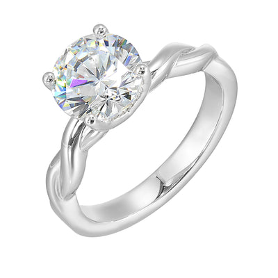 Thollot-Colorado Cut 14K White Gold 0.05ctw 4 Prong Style Diamond Semi-Mount Engagement Ring