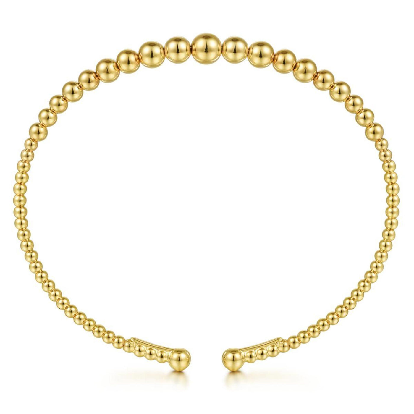 Gabriel 14K Yellow Gold 6.25" Solid Cuff Bead Fashion Bracelet