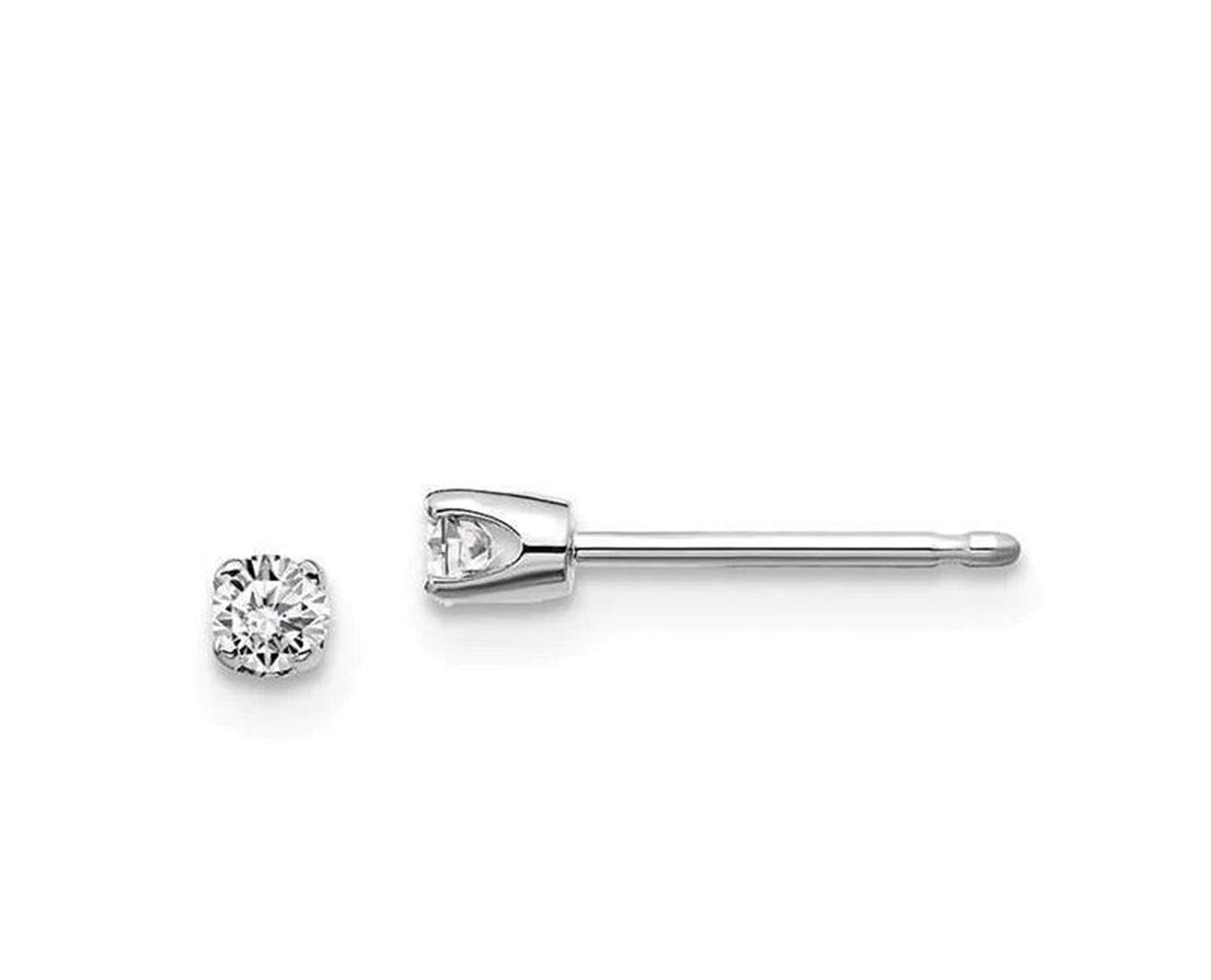 14K White Gold 0.10ctw Diamond Stud Earrings in Four Prong Solid Settings